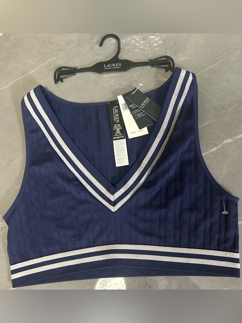 Ralph Lauren Navy Cropped V‑Neck Tank
Cricket Cable Texture Wire-Free Bra - Picture 2 of 5